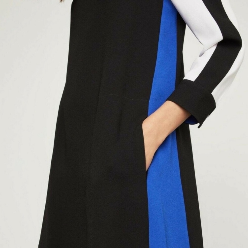 BCBGMaxAzria Black and White Mini Dress with Blue Accents - Picture 3 of 16